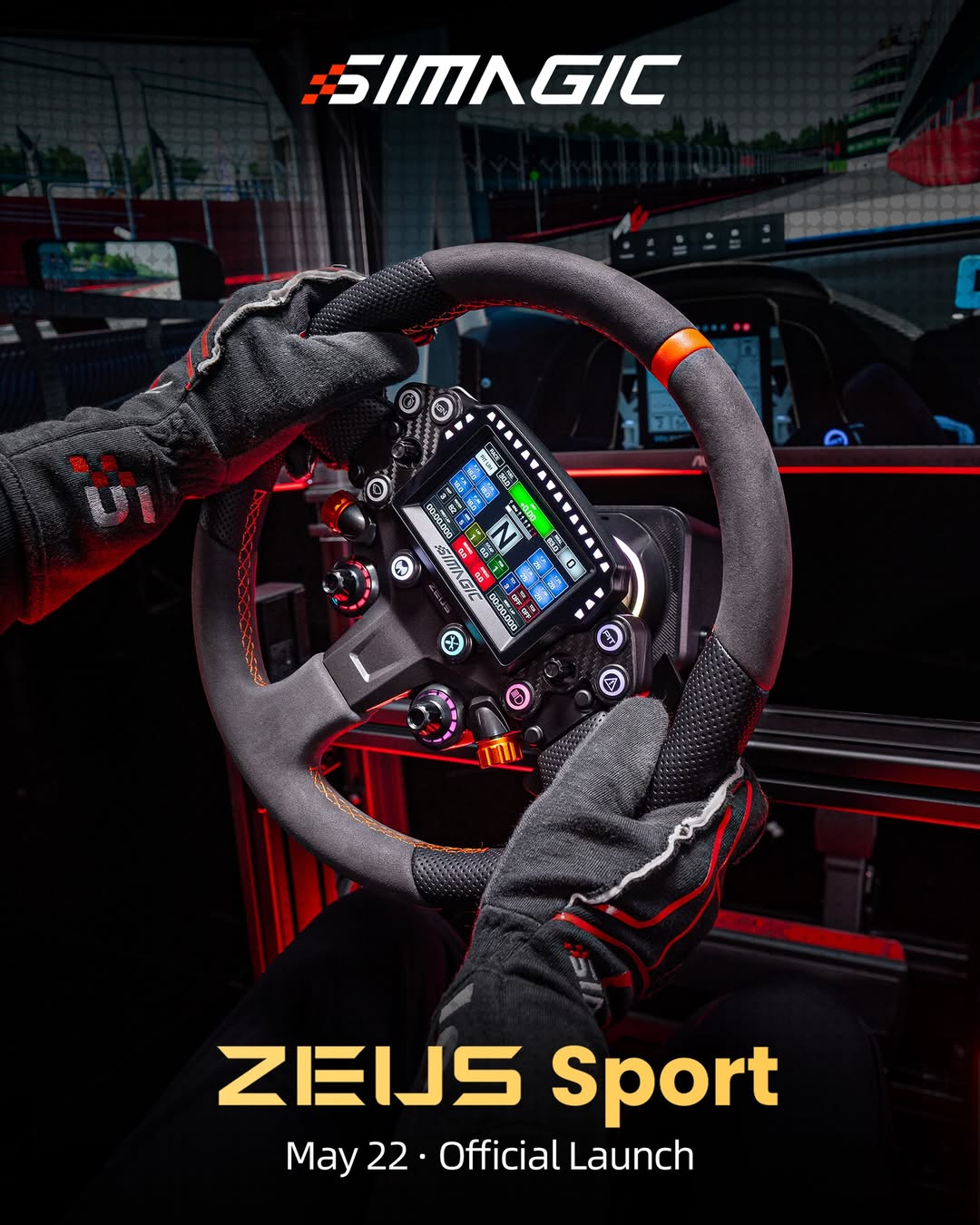 Simagic Zeus Sport с Magic Dash 4 - вид сзади: лепестки, датчики Холла и Zeus 50 мм QR