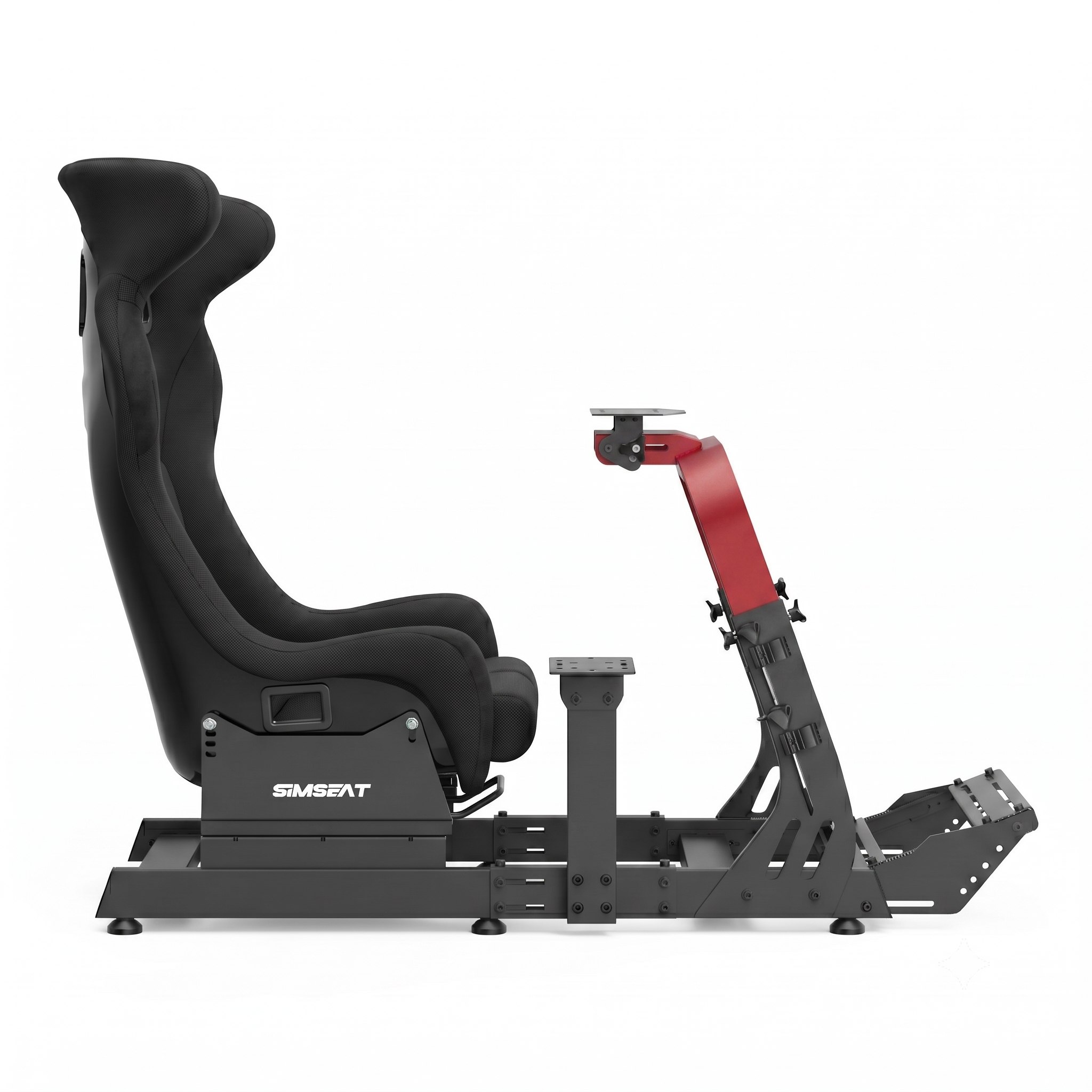 Simseat GTS Кокпит для симрейсинга, черно-красный вид сбоку